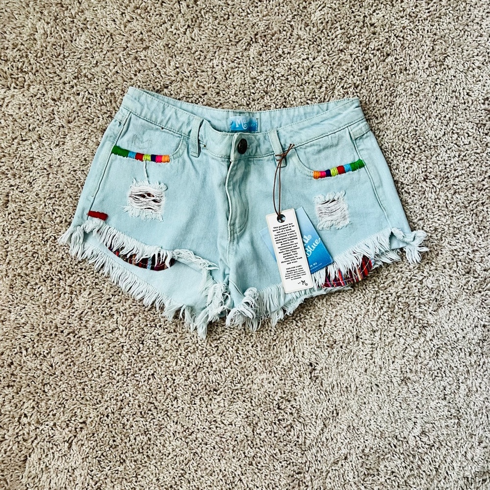 SMYMUMU Blue Cabo Cutoff Shorts- Size 26